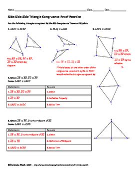 Triangle Congruence SSS Proof GEOMETRY Worksheet by Pecktabo Math